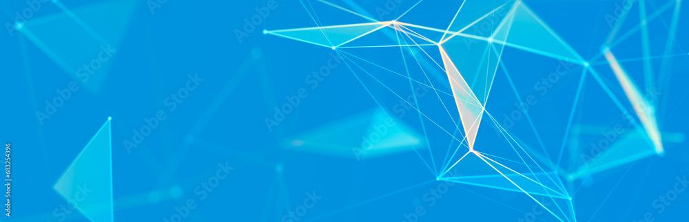 Poster abstract polygonal space with dots and lines. connection science background. triangular business wal