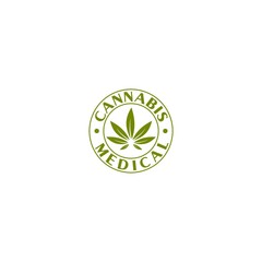 Medical cannabis emblem logo template isolated on white background