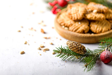 Peanut round cookies. Delicious sweets for Christmas