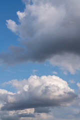 Fototapeta na wymiar There is a large, cumulus cloud in the blue sky. Close-up