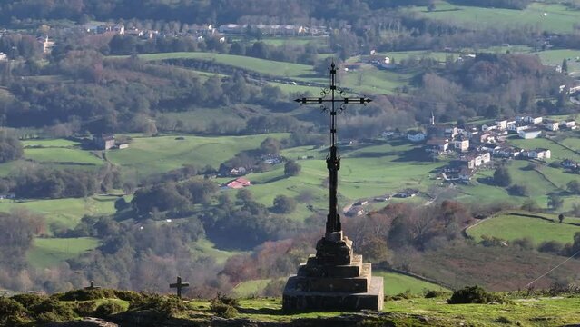 Legate Cross. Baztan Valley in the background. Lekaroz, Elizondo