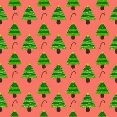 Christmas tree and candy background