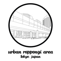 Circle Icon line Urban Roppongi Area. vector illustration
