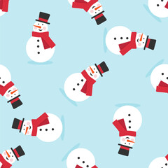Seamless pattern with snowman. Winter simple texture for Christmas and New Year greeting card, wrapping paper, , fabrics, home decor, scrapbooking