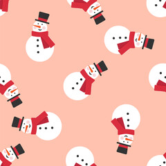 Seamless pattern with snowman. Winter simple texture for Christmas and New Year greeting card, wrapping paper, , fabrics, home decor, scrapbooking