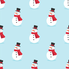 Seamless pattern with snowman. Winter simple texture for Christmas and New Year greeting card, wrapping paper, , fabrics, home decor, scrapbooking