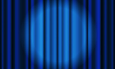 Blue curtain background. Theatrical drapes. Blue fabric. Wavy silk background.