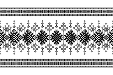 Geometric Ethnic Oriental Ikat Pattern Traditional Design for Background, Carpet, Wallpaper, Clothing, Wrapping, Batik, Fabric. Embroidery Style. - obrazy, fototapety, plakaty