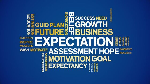 Expectation animated tag word cloud;text design animation kinetic typography seamless loop.