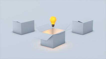 Concept lamp idea and grey box open for you ideas.