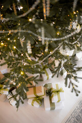 Christmas boxes with gifts under the tree