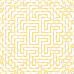 Fototapeta premium Yellow abstract geometric japanese overlapping circles lines and waves pattern