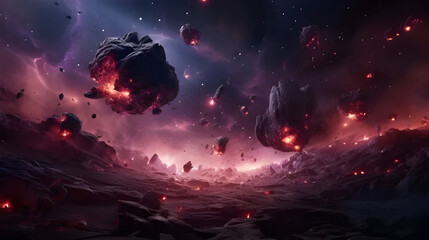 The meteors crashed into the extraterrestrial planet with the extreme weather conditions