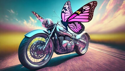butterfly on a motorcycle