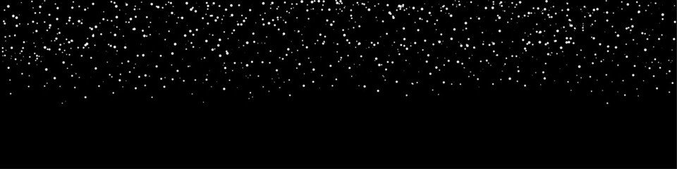 Snowfall with snowflakes  isolated on black background. Vector illustration for Christmas or New year holiday celebration. Winter starry night 