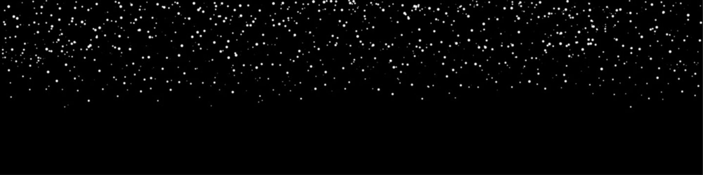 Snowfall with snowflakes  isolated on black background. Vector illustration for Christmas or New year holiday celebration. Winter starry night 