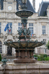 Obraz premium Views of streets and houses of Limoges town, Haute-Vienne department, France with famous porcelain and leather industry, city hall fountain