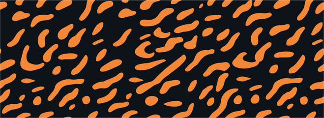 Boho batic tie dye craft ornament. Orange background with dark spots. Abstract pattern. Line background and texture. Seamless.