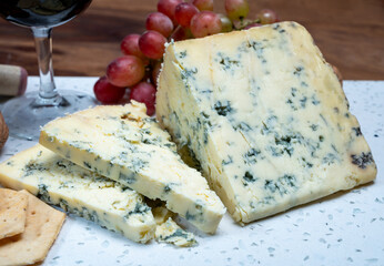 Cheese collection, English cow milk semi-soft, crumbly old stilton blue cheese