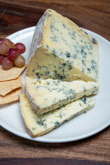 Cheese collection, English cow milk semi-soft, crumbly old stilton blue cheese