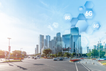 Fototapeta na wymiar Shenzhen Urban Skyline and Technology Concepts