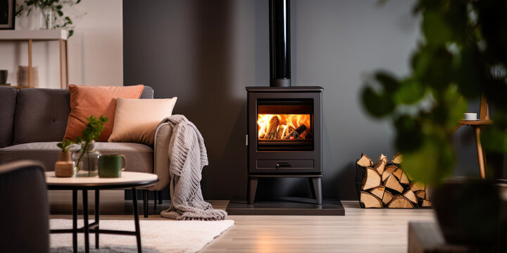 A fireplace in a modern living room