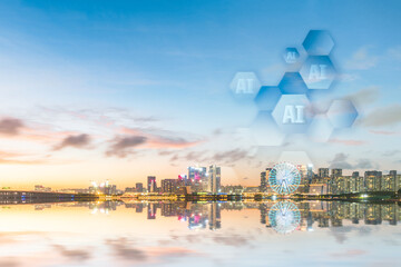 Shenzhen Urban Skyline Scenery and Smart City Concept