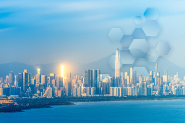 Shenzhen Urban Skyline and 6G Technology Concepts
