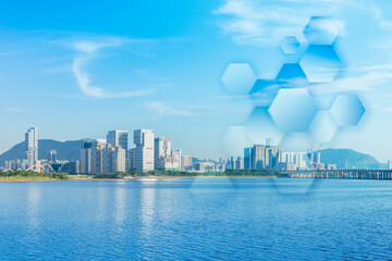 Shenzhen Urban Skyline and 6G Technology Concepts

