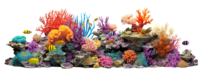 Vibrant coral reef cut out