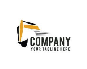 abstract excavator fast work Logo design vector template illustration inspiration