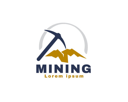 mining rock tools logo icon symbol design template illustration inspiration