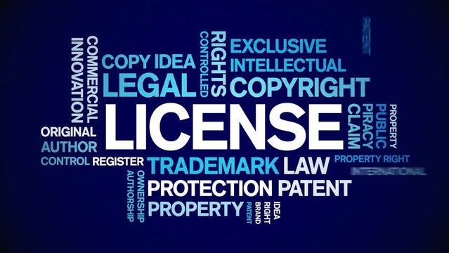 License animated word cloud;text design animation tag kinetic typography seamless loop.