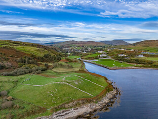 Fototapeta na wymiar Aerial view of historic Ringfort by Kilcar in County Donegal - Ireland