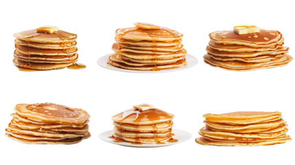 Collection of PNG. Pancakes isolated on a transparent background.