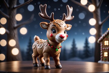 cute christmas reindeer gingerbread decoration