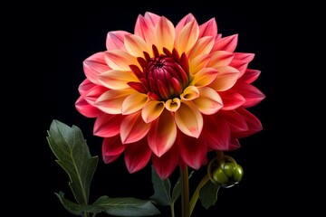 red and yellow dahlia flower
