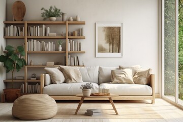 modern living room with sofa, minimalistic style