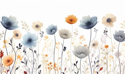 Foto auf Acrylglas poppy flowers background, watercolor floral pattern © Sladjana