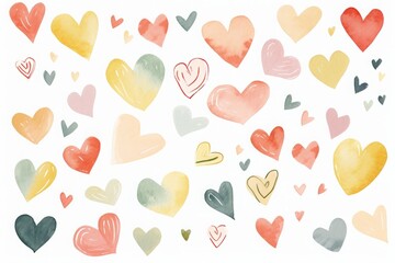 watercolor, seamless pattern with hearts, background  for valentine day concept Design for gifts card, 