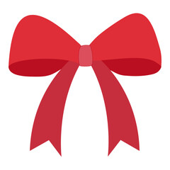 Flat red bow symbol isolated on white background.