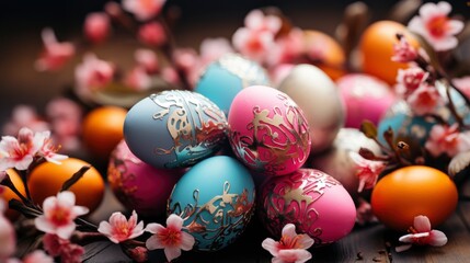 Obraz premium Easter Egg Hanging On Branch Blooming, HD, Background Wallpaper, Desktop Wallpaper