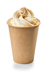 pumpkin drink decorated with whipped cream and cinnamon