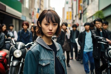 Asian Generation Z Individuals Portrayed In Tokyos Cityscape