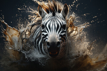 high speed photogaphi of a zebra - obrazy, fototapety, plakaty
