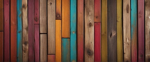 Colorful wooden wall background. Wood texture. Wood plank wall.