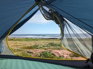 View from the tent to the shore