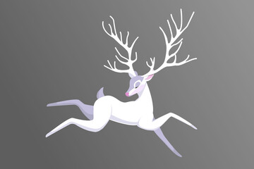 Horned White Deer, elegant and Statuesque animal. Vector element to complement the design in illustrations and books or cards.