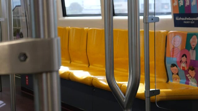 Priority seat in the cabin of the city train 
