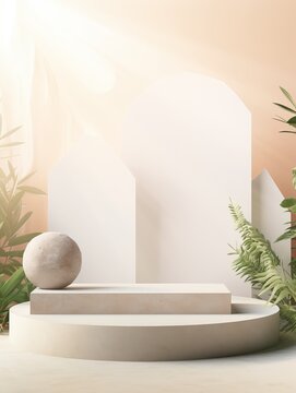 Free photo 3d render of a wooden table looking out to a tropical landscape